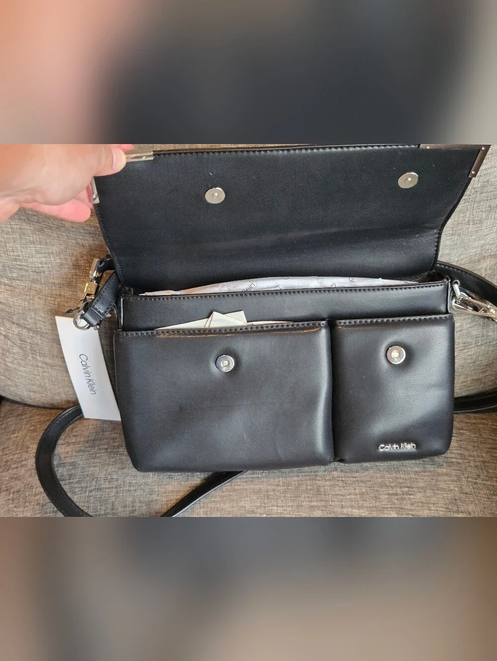 Calvin Klein Mica Flap Convertible Shoulder Bag - Black